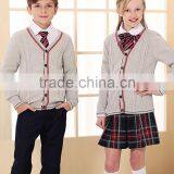 Latest Grey Custom Unisex Cardigan Sweater School Uniform Design thumbnail-2