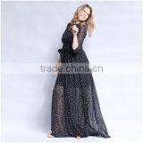 Factory Supply Polka Dot Design Plus Size Chiffon Maxi Dresses thumbnail-2