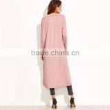 Pink Longline Duster Cotton Fabric Trench Coat Wide-waisted Casual Clothing Women thumbnail-4