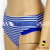 New Printed Blue Striped Nylon Separable Type Teen Girl Bikini Waterproof Swimwear Under Panties thumbnail-1