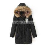 Womens Hooded Warm Winter Coats Faux Fur Lined Parkas Black Pink Green Blue Red thumbnail-2