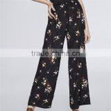 Chic Ropa Mujer Floral Wide Legs Shape Print Black Dressy Pants Outfits thumbnail-6