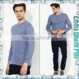 Navy Mens Buttons Placket Blank Long Sleeves T-Shirts thumbnail-4
