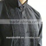 High Quality Peachskin Newest Black Wing-tip Collar Tuxedo Shirt for Men thumbnail-2