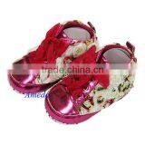 Baby Girls Colorful Hot Pink Rosettes Bling Crib Shoes NB-18M thumbnail-1