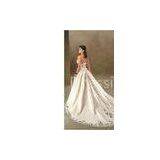 Sweetheart Neckline With Chapel Train Satin Organza Lace Backless Wedding Dresses thumbnail-1