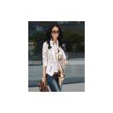 Cotton Lapel Collar Solid One Button Long Sleeve Slim Women Jackets thumbnail-1