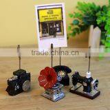 Novel Cute Sewing Machine Phonograph Camera Phone Shape Name Card Paper Photo Clips Holder Stand Resin Craft for Logo Custom thumbnail-2