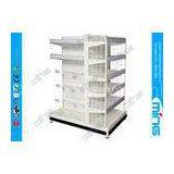 Metal Light Duty Supermarket Display Shelves Powder Finish , Three Sided