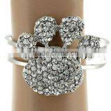 Silvertone/Crystal Accents/2" Paw Print * 0.5" Band/Magnetic Closure/Lead Safe/Cuff Bracelet/ Bangle thumbnail-5