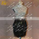 Custom Made Short Feather Real Evening Party Dress With Beads