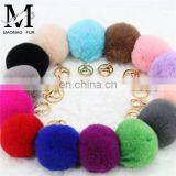 2016 Beautiful and Softly Multicolor Fur Ball Keychain Genuine Rabbit Fur Pom Pom Key Chain thumbnail-6