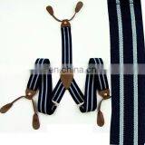 Stripe Color Braces Suspenders With Leather End Finish thumbnail-1