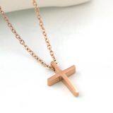 Stainless Steel Cross Pendant Religious Jewelry Necklace Pendant Rose Gold Necklace thumbnail-1