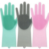 Silicon Dish Scrubber Rubber Gloves Food Grade Cleaning Sponge Dishwashing Brushes Magic Silicone Gloves thumbnail-2