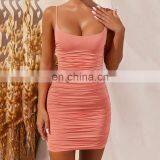 2020 New Arrivals Women Fashion Casual Dresses Ladies Pleated Solid Color Sexy Backless Dresses Women Summer Dresses thumbnail-3