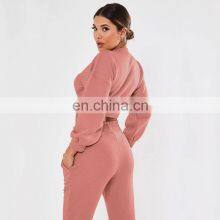 2021 European And American Cross-border Hot Style Sports Women Clothing Autumn And Winter New Thread Stitching Casual Suit thumbnail-2