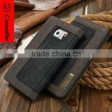 Case for Samsung, Magnet Wallet Flip Cover Canvas Leather Case for Samsung Galaxy s6 s6 Edge