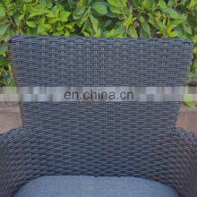 Stock Indoor & Outdoor Black Rattan Wicker Aluminum Dining Chair Patio Chair Armchair With Cushion thumbnail-4