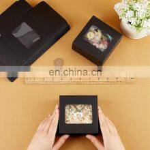 Folding Creative Black Card Paper Packaging Wedding Gift Box With Transparent Window Black Paper Recyclable Box thumbnail-3