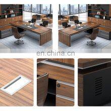 Luxury Office Desks Executive Office Desk Boss Table With Side Cabinet and Bookcase thumbnail-5
