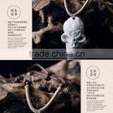 Men's Skull Head Porcelain Glazed Pendant Necklace thumbnail-4