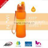 New 650ml/22oz Collapsible, Rollable Silicone Water Bottle With Screw Cap, BPA Free, Up to LFGB Standard thumbnail-3