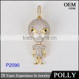 New arrival 925 silver saucer man setting AAA cz hip hop pendant necklace
