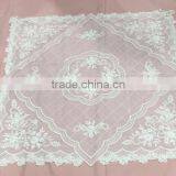 White Net Mesh Fabric Handmade Beaded Tablecloth thumbnail-6