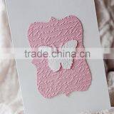New Arrival Romantic White & Pink Embossed Butterfly Wedding Invitations thumbnail-1