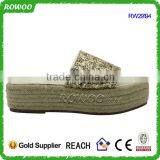 Shiny Glitter Lady Wedge Manufacturer Wholesale Slip on Shoes thumbnail-4