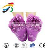 Cotton Anti Slip Indoor Knitting Cycling Massage Yoga Five Fingers Toe Trampoline Pilates Floor Socks With Grip thumbnail-2