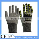 CE EN388 13g seamless HPPE knitted mechanics TPR impact gloves for Aluminium Industry
