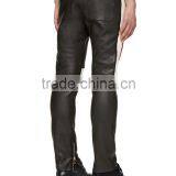 Get Yourself a Pair of These Mens Black Leather Pants Online With Color Block Red and White Panels thumbnail-2