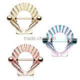 Rose Gold Ariel Seashell Nipple Shield Ring thumbnail-1
