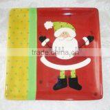 Christmas Plate,square Dish With Santa Design by Handpainted thumbnail-1
