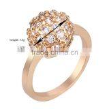 Fashion Women Round Ball Zircon Gold Plated Engagement Ring for Couples thumbnail-2