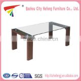 wholesale china solid wood coffee table with glass top