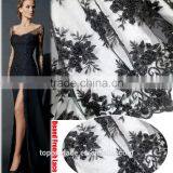 high quality lace fabric embroidery French beaded lace fabric black wedding dress lace fabrics
