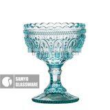 SAMYO Handcrafted Home Usage Pressed Flower Pattern Glass in Bule Color thumbnail-4