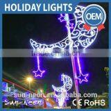 Outdoor Christmas 3d Moon Motif Light Christmas Street Decorative 3d Motif Light
