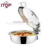 Newly Round Hydraulic Chafing Dish Set With Glass Lid thumbnail-1