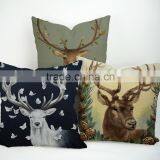 Best-selling Deer Printed Custom Plain Linen Cotton Pillow Cover thumbnail-2