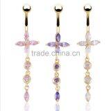 Brand Women Flower Shape Zircon Belly Navel Ring thumbnail-1