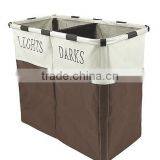 Oxford Cloth Double Compartments Basket Foldable Laundry Hamper Washable Laundry Basket thumbnail-2