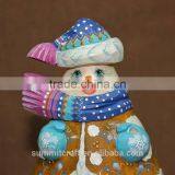 Hand Carved Painting Christmas Resin Snowman Figurine thumbnail-2