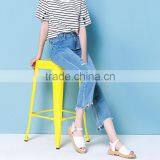 2017 Latest Jeans Tops Girls Light Blue Wash Ripped Jeans for Women thumbnail-4
