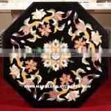 Black Marble Stone Inlay Table Top Pietra Dura Table Top thumbnail-1