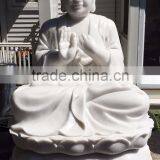 Outdoor Deco White Buddha Marble Statues in Dharmachakra Mudra