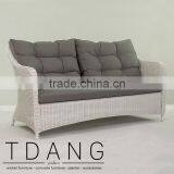 Flourish Hand-made Wicker Sofa - Contemporary White Rattan Furniture Garden Bench. thumbnail-1